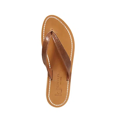 Kjacques Torino Lizard-effect Leather Sandals In Brown