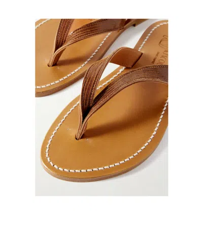 Kjacques Torino Lizard-effect Leather Sandals In Brown
