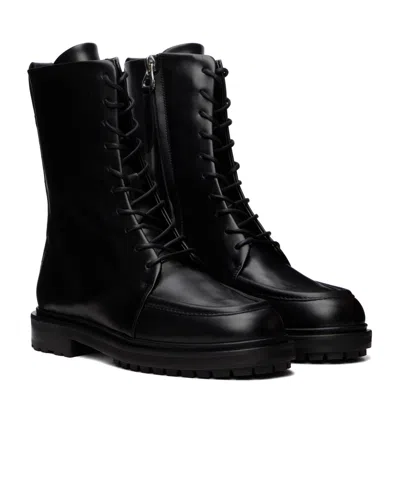 Aeyde Plain Colour Leather Ankle Boots In Black