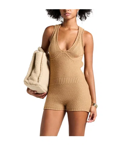 Max Mara Plain Colour Playsuits In Nude