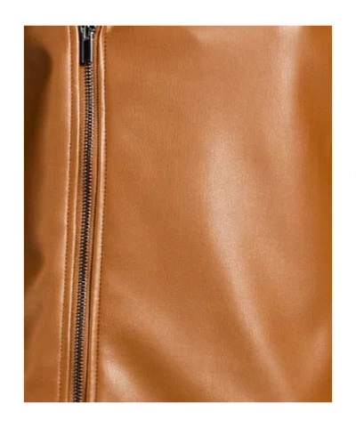 Max Mara Minimalist Biker Jacket In Brown