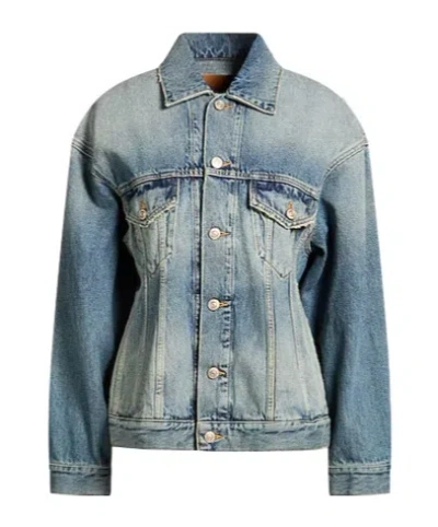 Balenciaga Light Blue Vintage-effect Denim Jacket Women In Blue