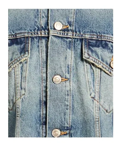 Balenciaga Light Blue Vintage-effect Denim Jacket Women In Blue