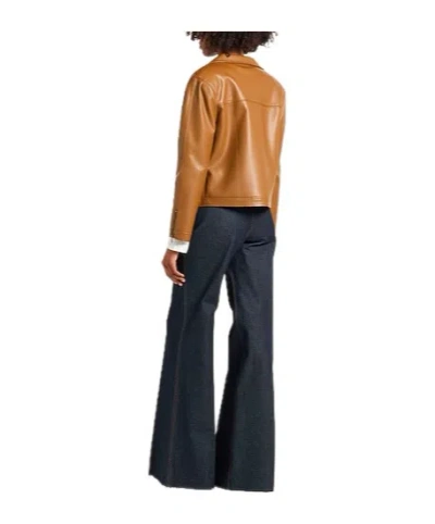 Max Mara Minimalist Biker Jacket In Brown