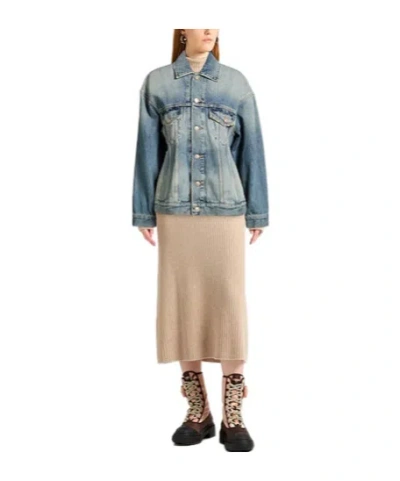 Balenciaga Light Blue Vintage-effect Denim Jacket Women In Blue