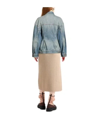 Balenciaga Light Blue Vintage-effect Denim Jacket Women In Blue