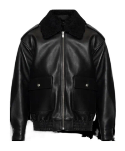 Misbhv Shearling-collar Leather Jacket In Multi