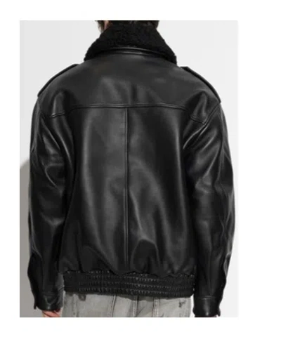 Misbhv Shearling-collar Leather Jacket In Multi