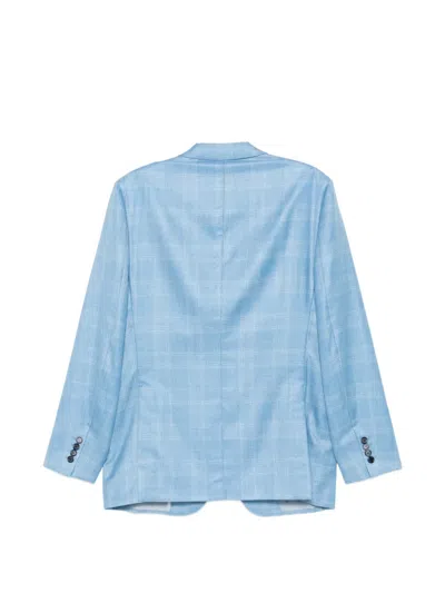 Brioni Ravello Check-pattern Jacket In Blue