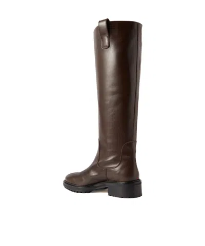 Aeyde Solid Color Leather Knee Boots In Animal Print