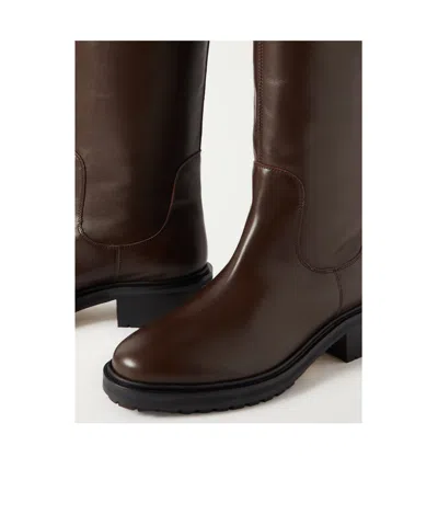 Aeyde Solid Color Leather Knee Boots In Animal Print