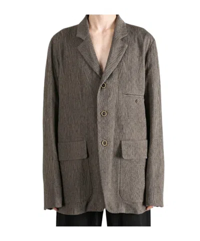 Uma Wang Chevron-pattern Notch-lapels Jacket In Gray