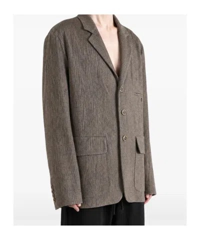 Uma Wang Chevron-pattern Notch-lapels Jacket In Gray