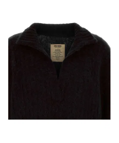 Uma Wang Long-sleeved Knitted Pullover In Black