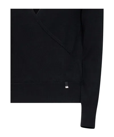Herno Carded Wool Wrap-front Sweater In Blue