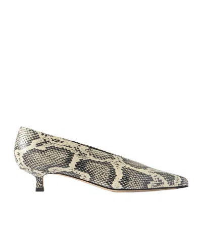 Aeyde Clara Snake-effect Pointed-toe Pumps In Nude
