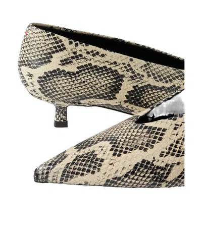 Aeyde Clara Snake-effect Pointed-toe Pumps In Nude