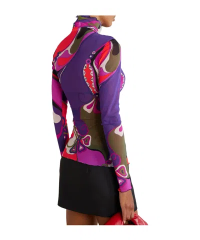 Pucci Printed Tulle Blouse In Multi