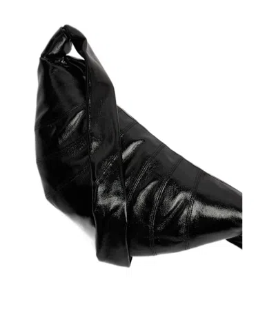 Lemaire Longstrap Crescent Bag In Black