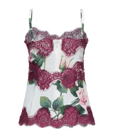 Dolce & Gabbana Floral Lace Sleeveless Top In Multi