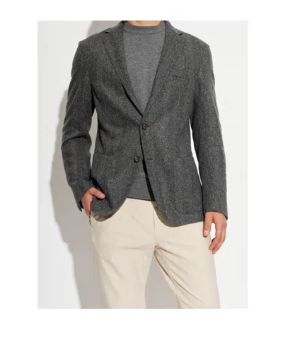 Eleventy Herringbone-pattern Blazer In Gray