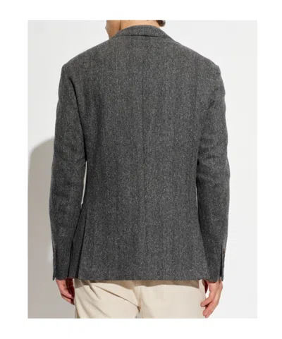 Eleventy Herringbone-pattern Blazer In Gray
