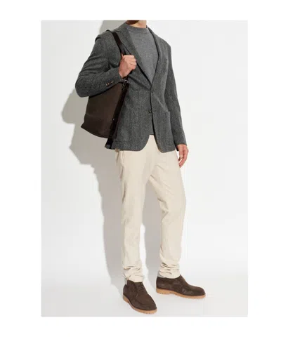 Eleventy Herringbone-pattern Blazer In Gray