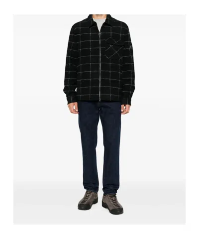 Barbour Check-pattern Zip-up Jacket In Black