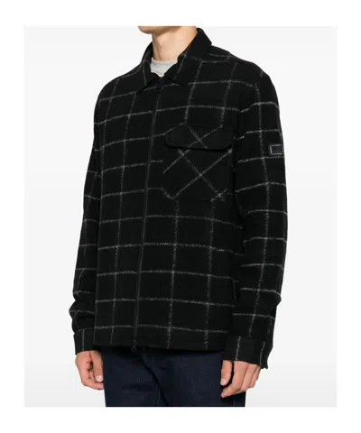 Barbour Check-pattern Zip-up Jacket In Black