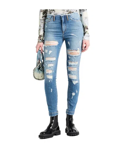Dolce & Gabbana Mediumblue Slimfit Jeans In Blue