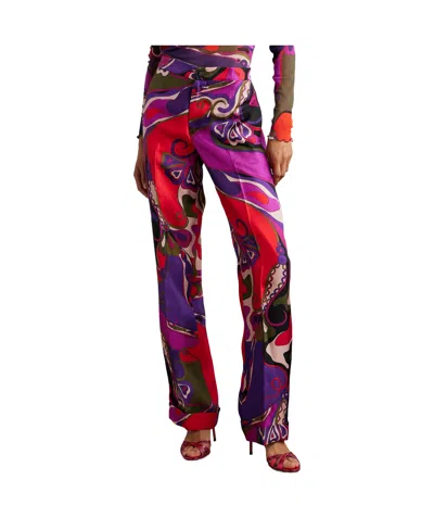 Pucci Printed Silk-twill Straight-leg Pants In Multi