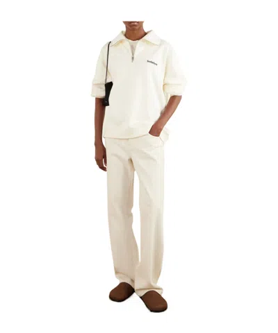 Frame Cotton-jersey Half-zip Sweatshirt In White