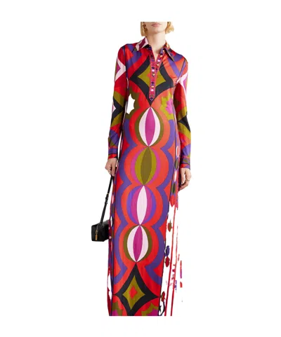 Pucci Printed Satin Maxi Dress In Multi