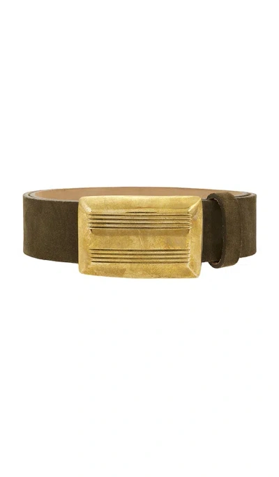 L'agence Cebo Grooved Rectangular Belt In Olive