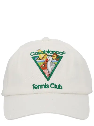 Casablanca Embroidered Triangular Patch Cotton Baseball Cap In White