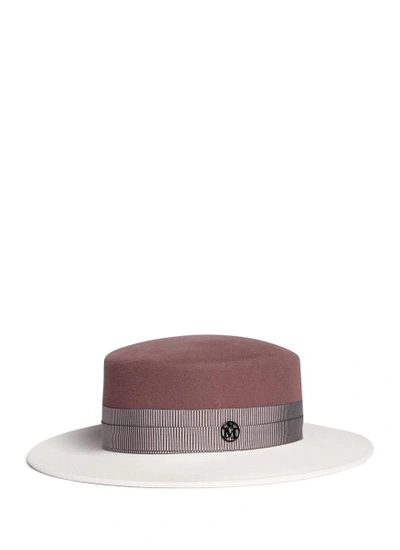 Shop Maison Michel 'kiki' Colourblock Rabbit Furfelt Boater Hat
