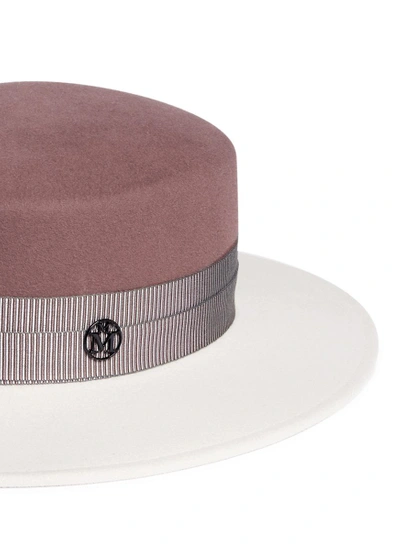 Shop Maison Michel 'kiki' Colourblock Rabbit Furfelt Boater Hat