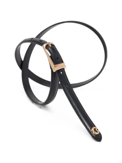 Maje Slim Leather Belt In Black