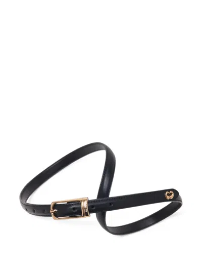 Maje Slim Leather Belt In Black