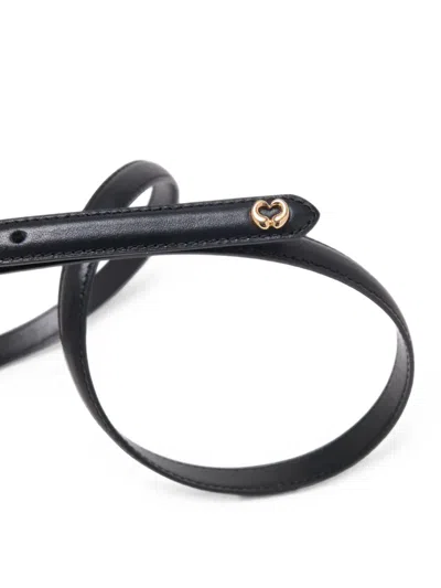 Maje Slim Leather Belt In Black