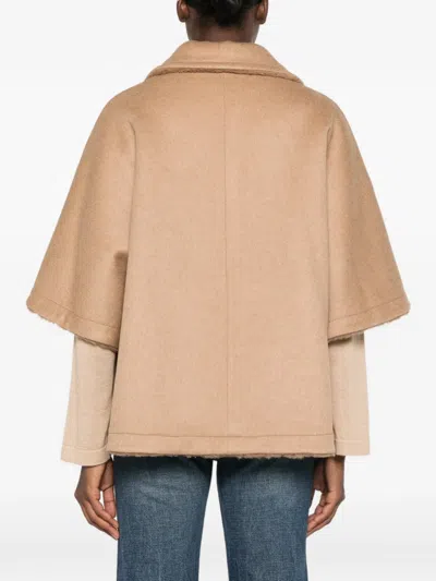 Max Mara Double-breasted Reversible Cape In Brown