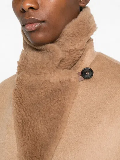 Max Mara Double-breasted Reversible Cape In Brown