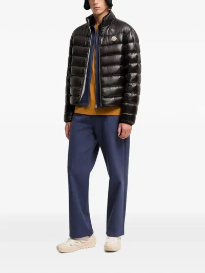 Moncler Water-repellent Micro Ripstop Down-filled Jacket With Drawstring Hem In Black