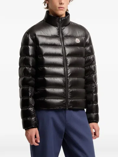 Moncler Water-repellent Micro Ripstop Down-filled Jacket With Drawstring Hem In Black