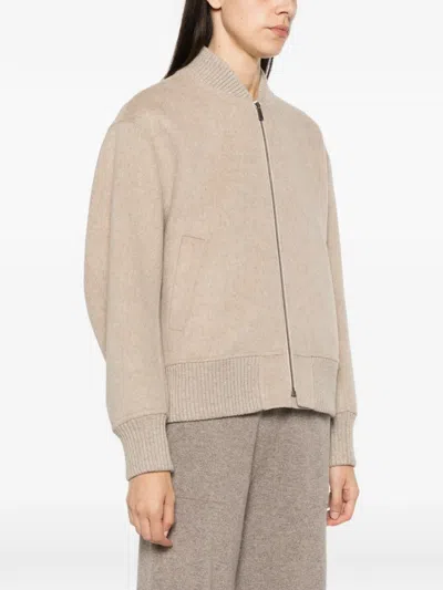 Bompard Zip Bomber Jacket In Neutral