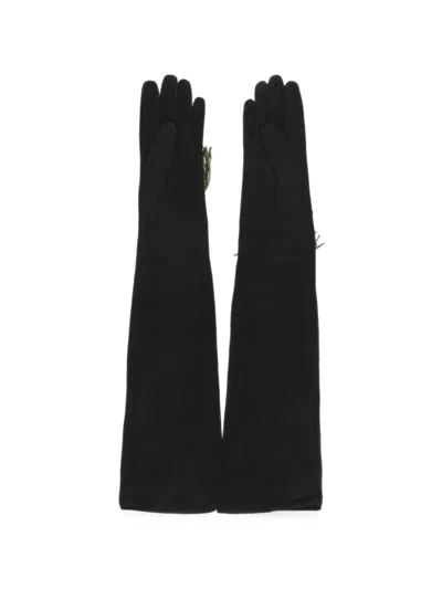 Dsquared2 Floral-pattern Studded Gloves In Black