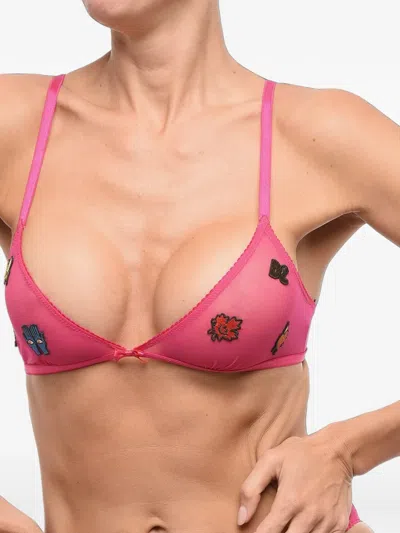 Dsquared2 Embroidered Sheer Triangle Bra In Pattern