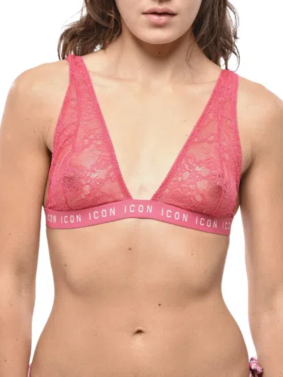 Dsquared2 Icon Lace Triangle Bra In Pink