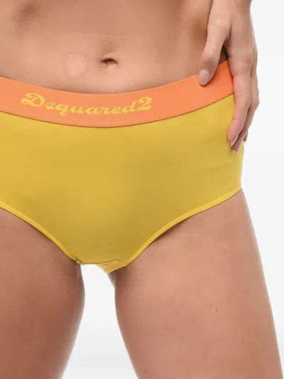 Dsquared2 Logo-waistband Briefs In Yellow