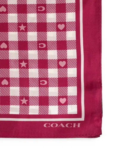 Coach Check-print Silk Scarf In Multi